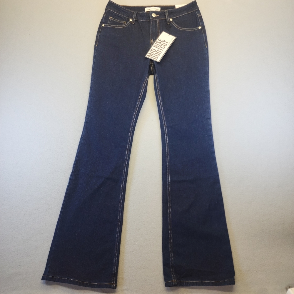 Almost Famous Bootcut Jeans 7 Mid Rise Dark Wash Slim Flare NWT Y2K Indie Sleaze